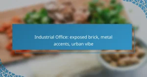 Industrial Office: exposed brick, metal accents, urban vibe