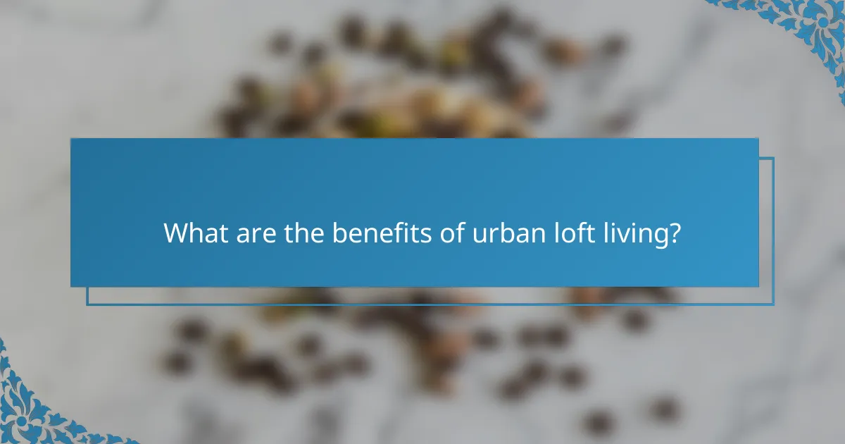 What are the benefits of urban loft living?