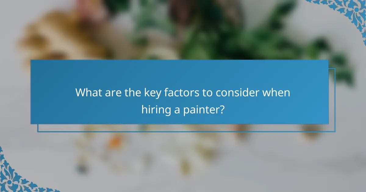 What are the key factors to consider when hiring a painter?